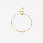 Collar y Pulsera de Cruz Horizontal en Plata de Ley 925