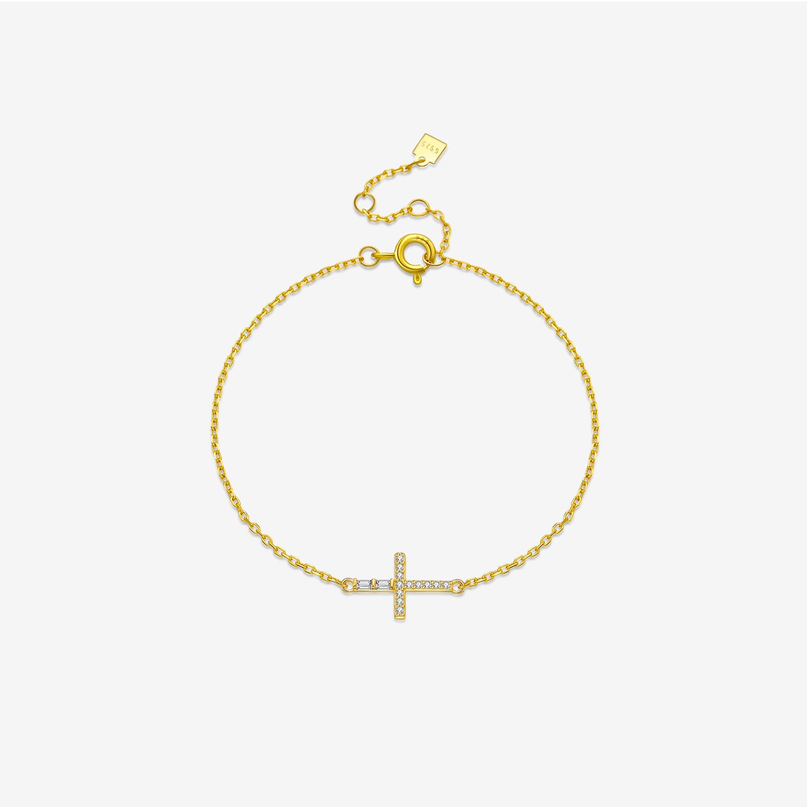 Collar y Pulsera de Cruz Horizontal en Plata de Ley 925