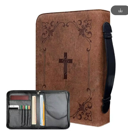Funda Protectora para Biblia en Cuero Sintético con Organizador Interno