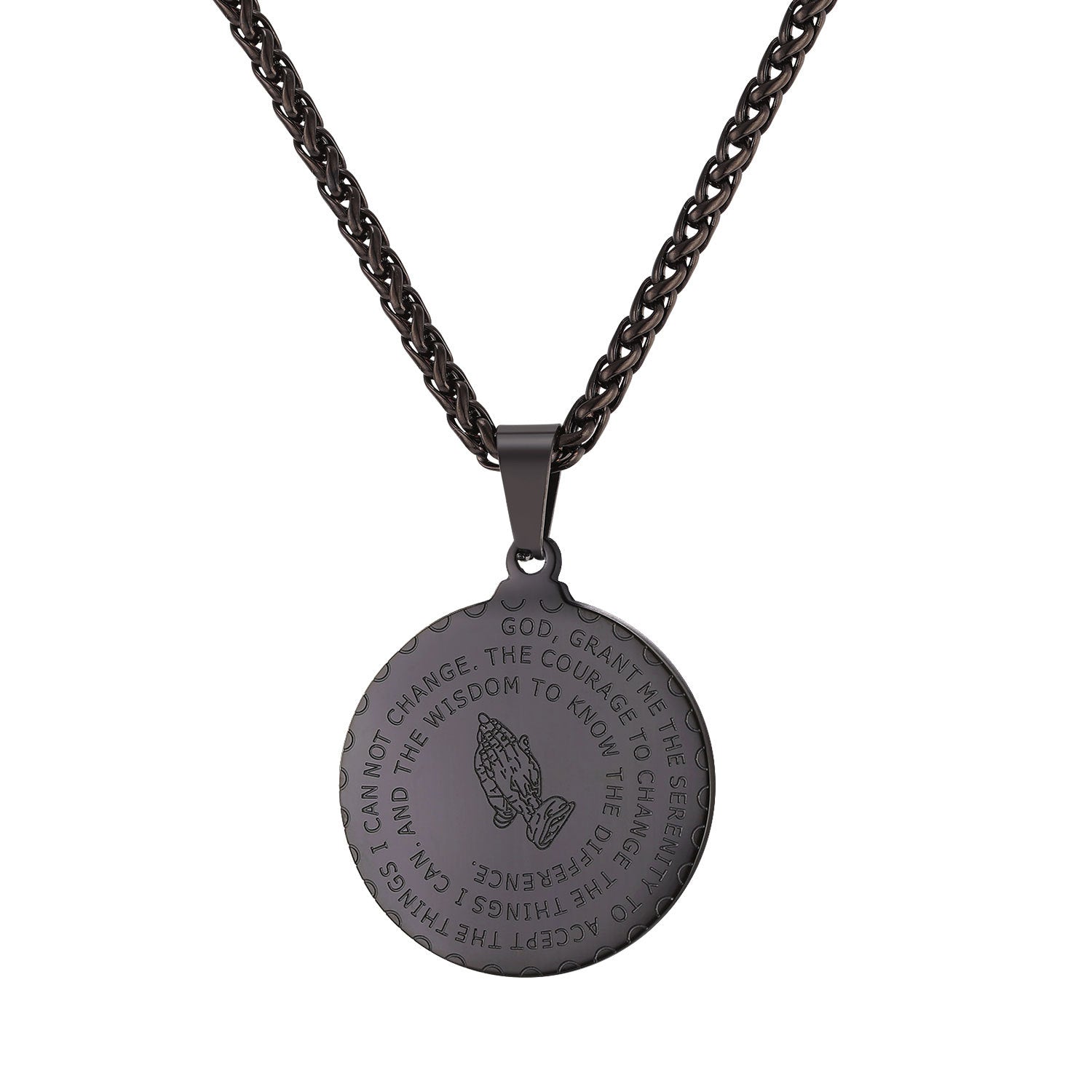 Collar cristiano con Colgante de Oración de la Serenidad y Manos en Oración