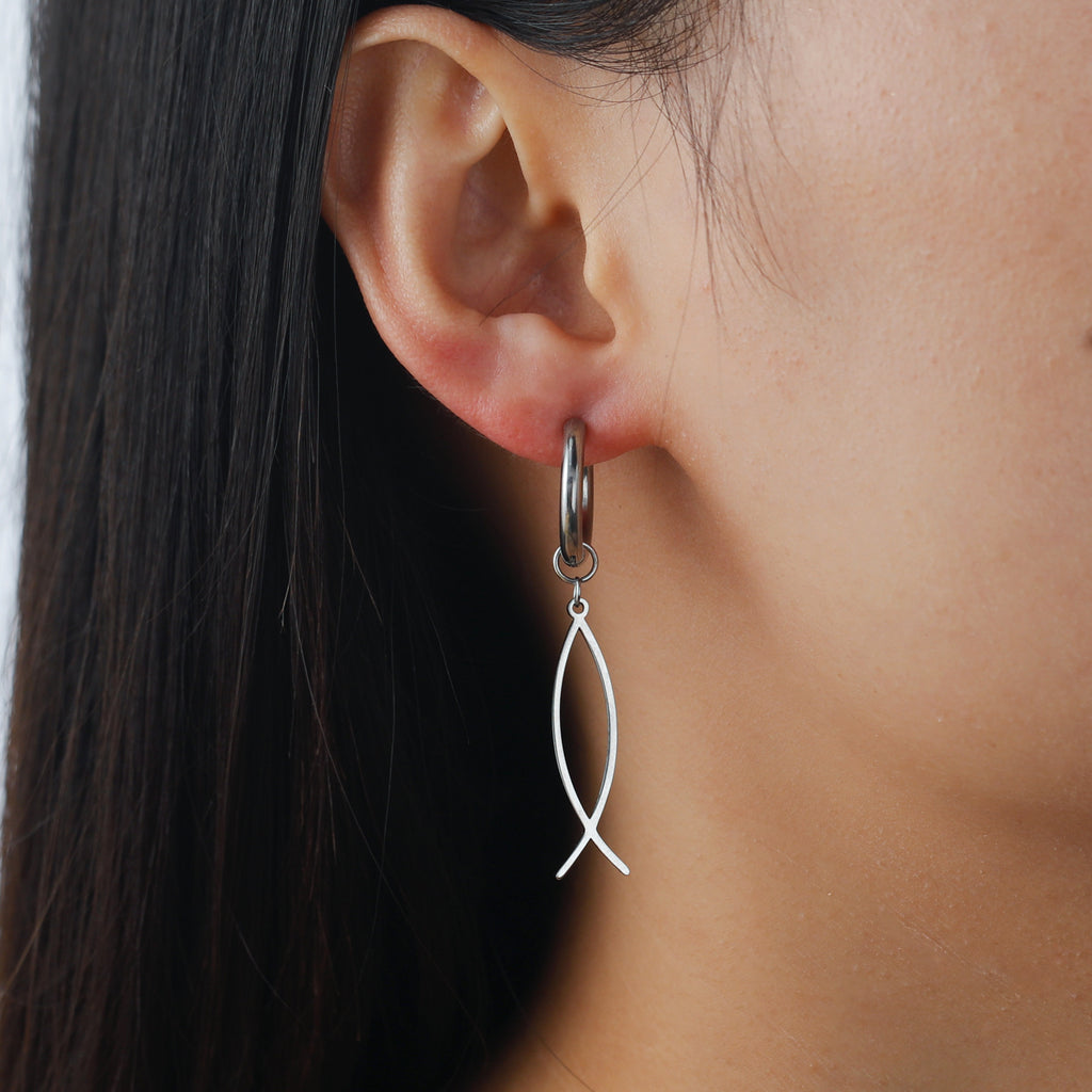 Pendientes Pez Cristiano Ichthys en Acero Inoxidable
