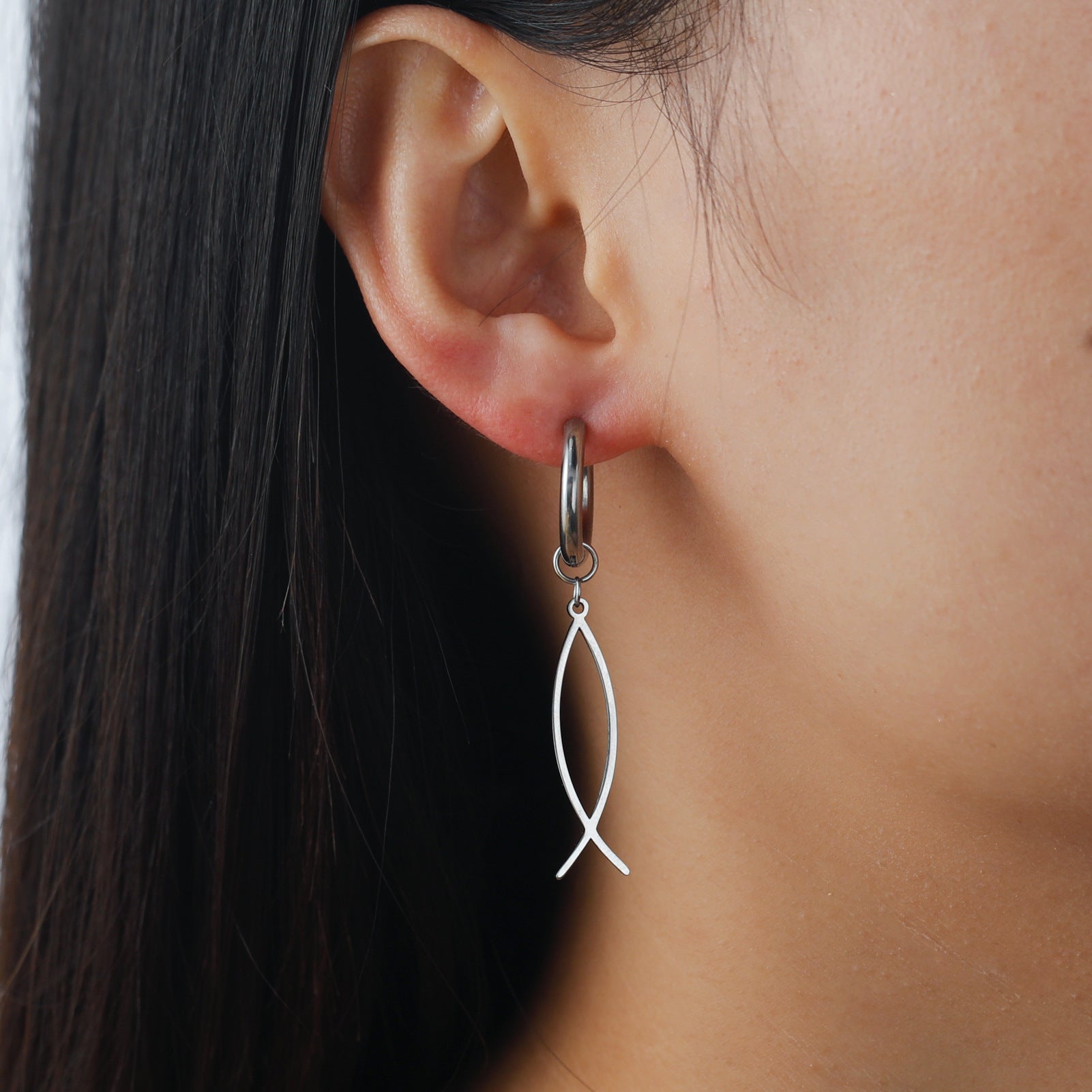 Pendientes Pez Cristiano Ichthys en Acero Inoxidable
