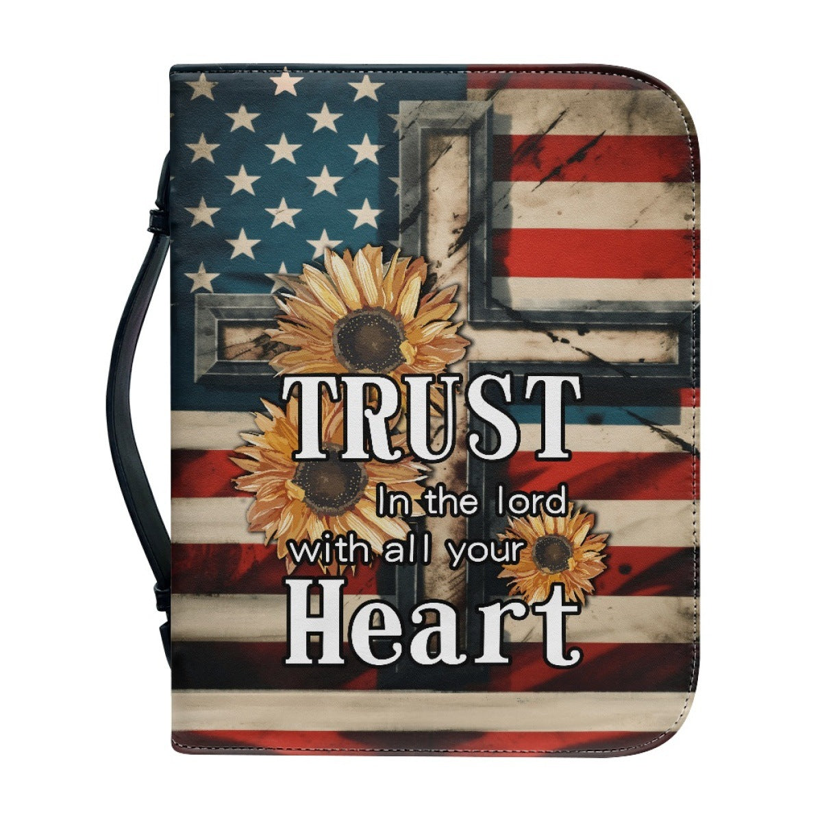 Funda de Protección para Biblia con Diseño de Cruz y Flores