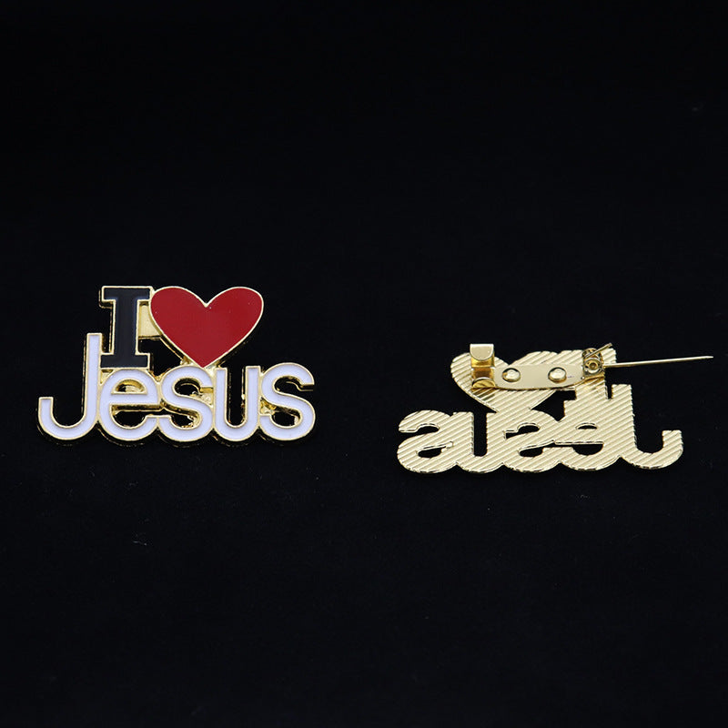 Broche Cristiano "I Love Jesus" con Corazón Rojo para Ropa