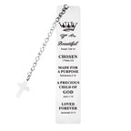 Marcapáginas de Acero Inoxidable con Versículo e Insignia de Cruz