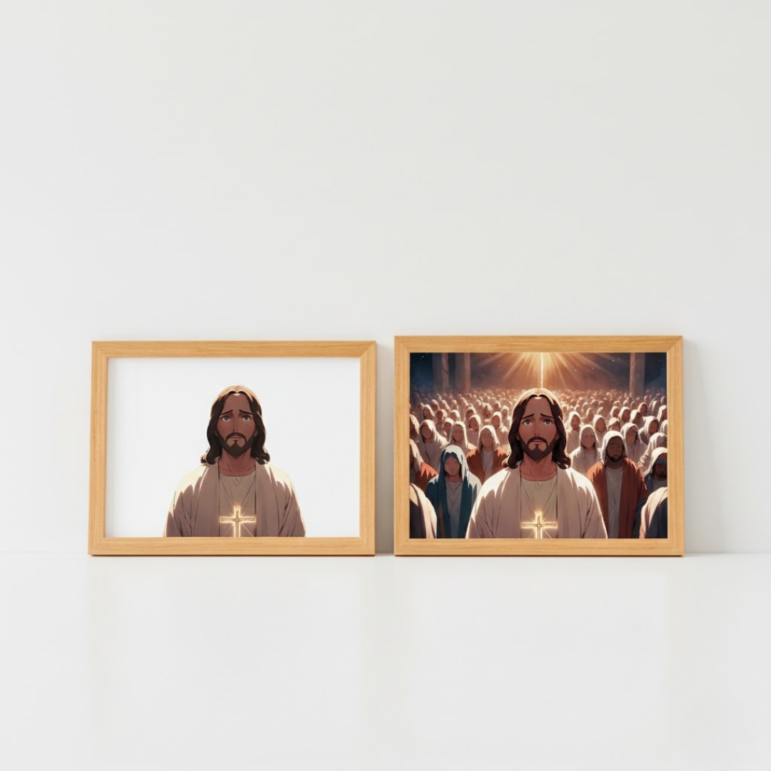 Gr 1 -Cuadro Decorativo LED Cristiano con Cruz – Iluminación Ambiental