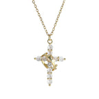 Collar con Colgante de Cruz y Corona para Mujer