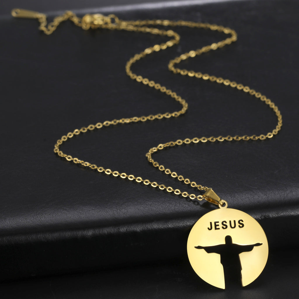 Collar con Medalla Silueta de Jesús en Acero Inoxidable