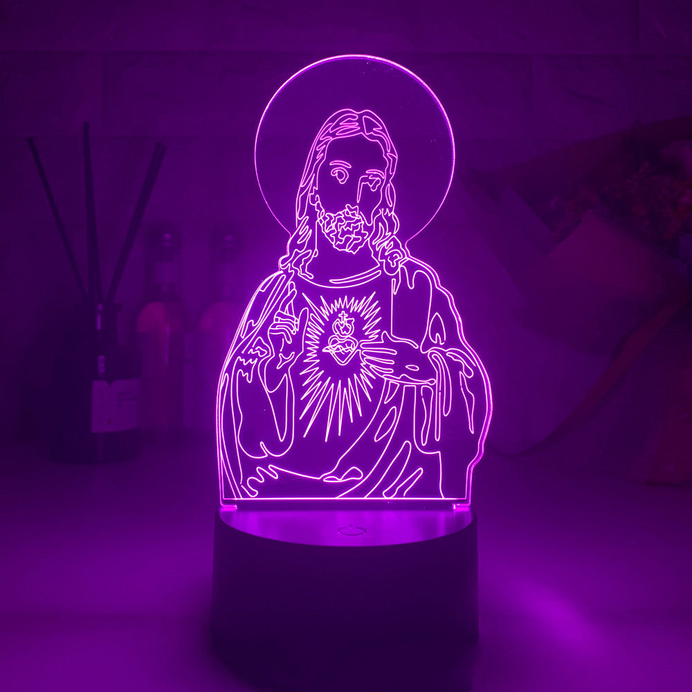 Lámpara LED -Porpora- con Efecto Tridimensional de Jesús el Salvador