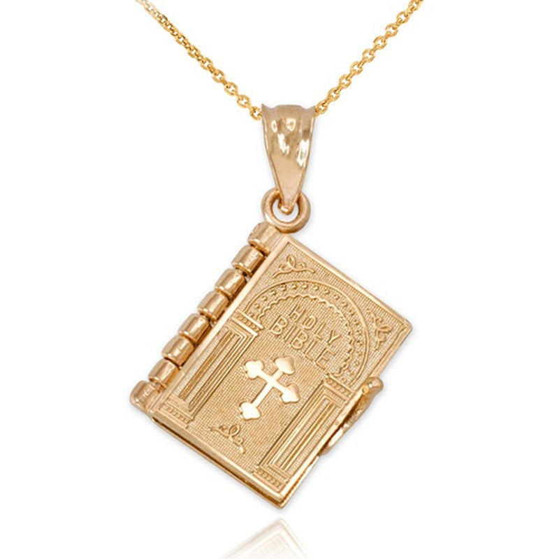 Collar con Colgante de Biblia Abatible en Acero Inoxidable