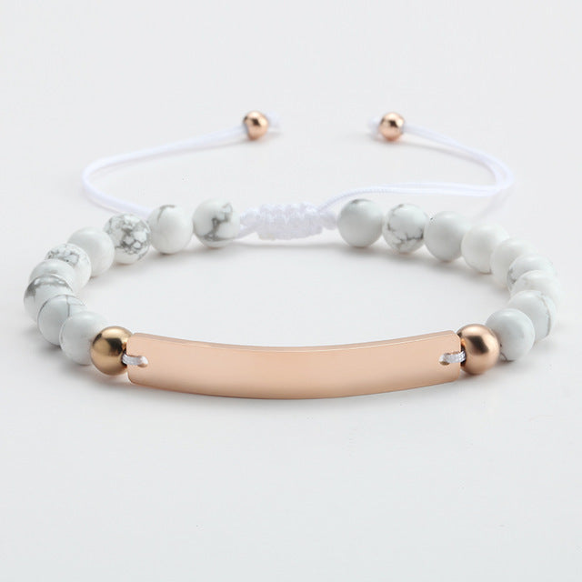 Pulsera de Obsidiana y Acero con Barra Grabable - Personalizable