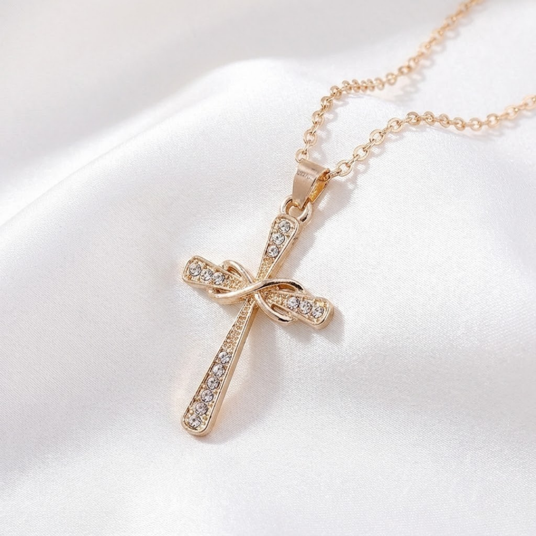 Collar de Cruz con Cristales para Mujer