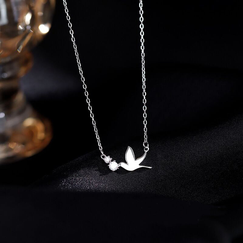 Collar paloma del Espíritu Santo plata de ley 925 con brillantes para mujer