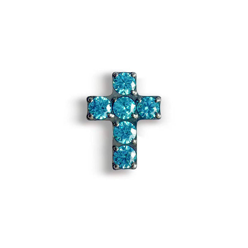 Pendiente cruz de titanio unisex – Circonia y ultraligero