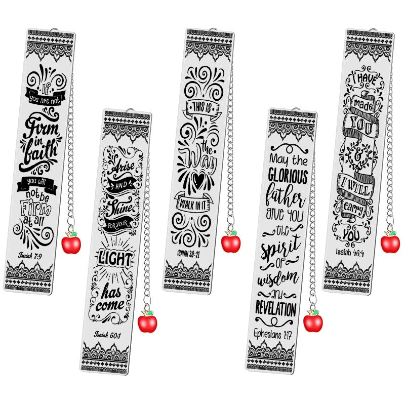 Marcador de Libros de Acero Inoxidable con versiculos cristianos