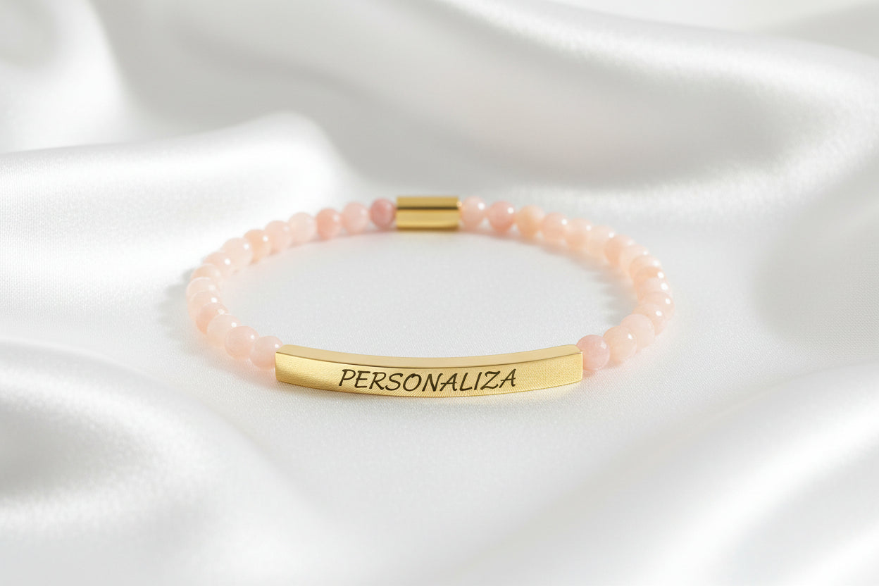 Pulsera de Tubo Curvo Personalizable con Piedras Naturales