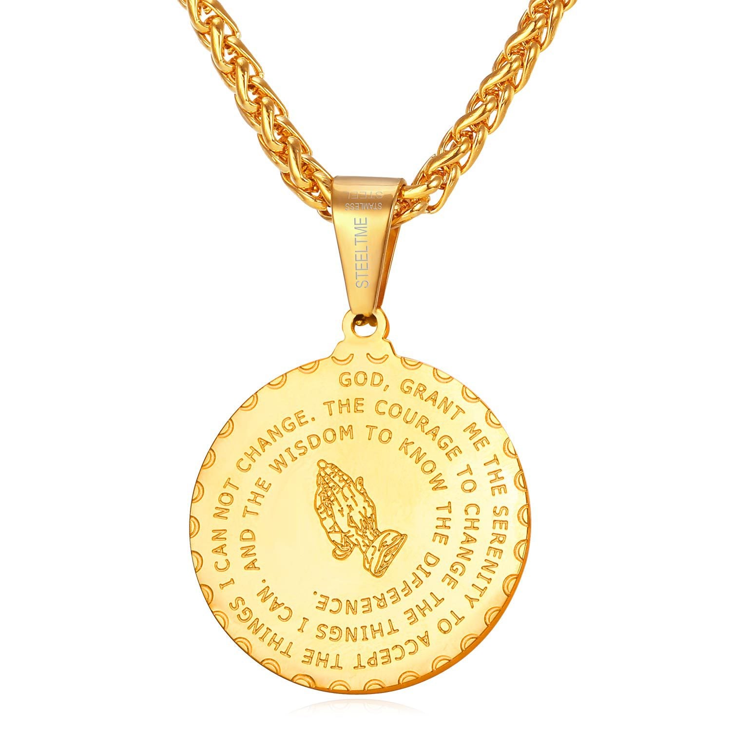 Collar cristiano con Colgante de Oración de la Serenidad y Manos en Oración