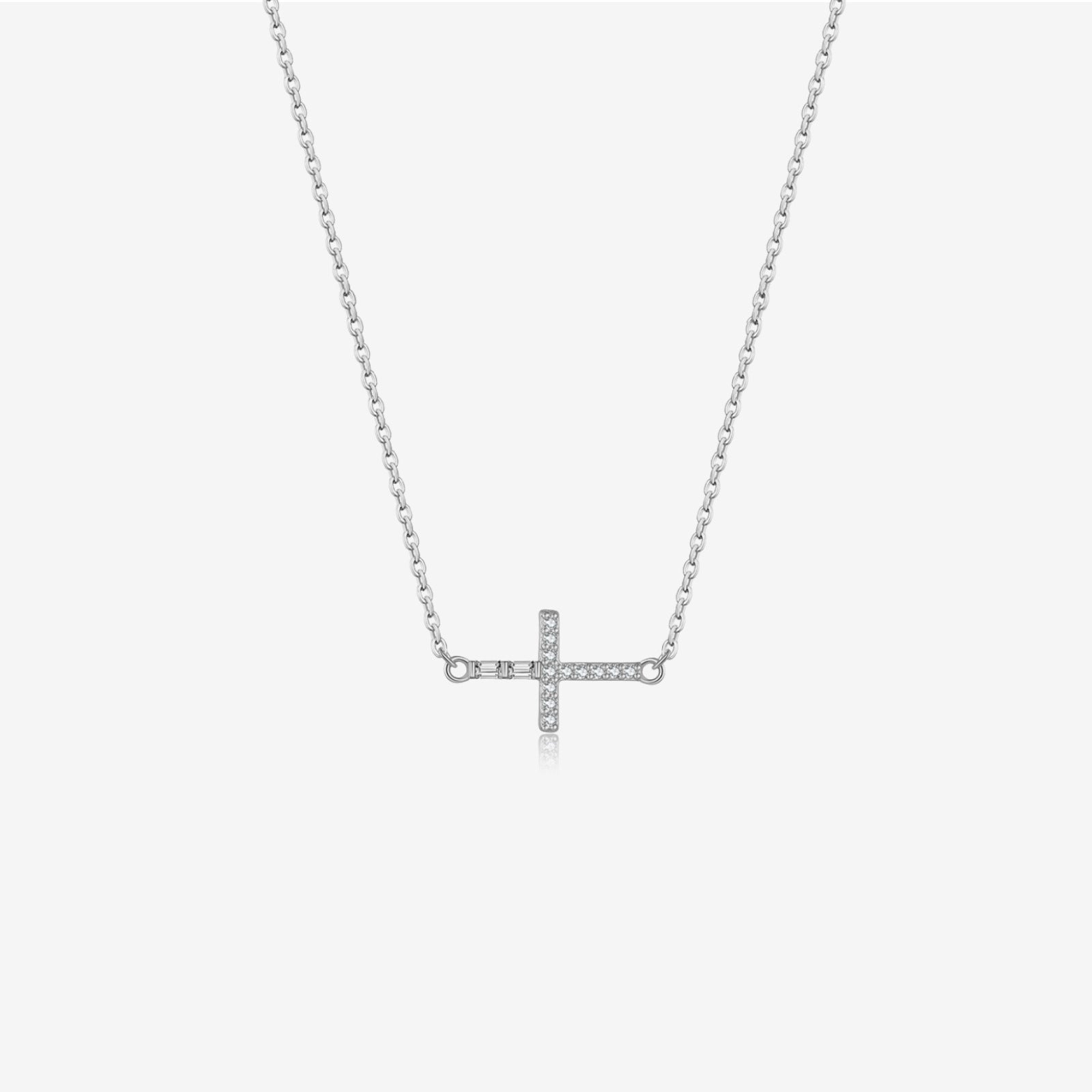 Collar y Pulsera de Cruz Horizontal en Plata de Ley 925