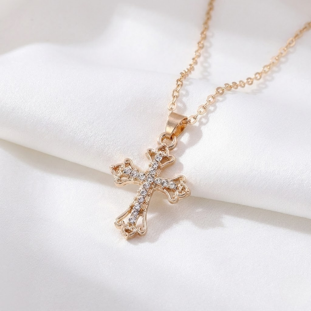 Collar de Cruz con Cristales para Mujer