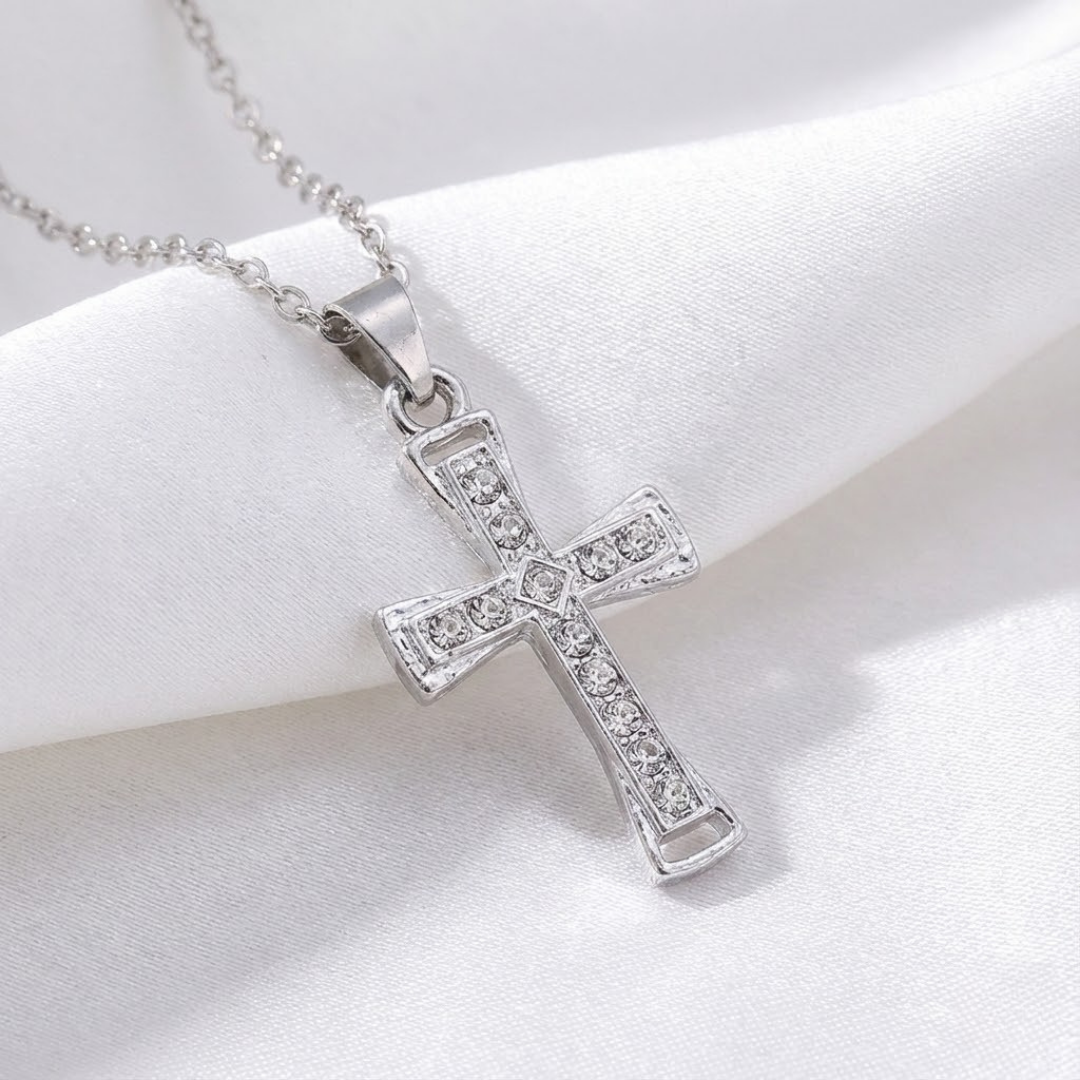 Collar de Cruz con Cristales para Mujer