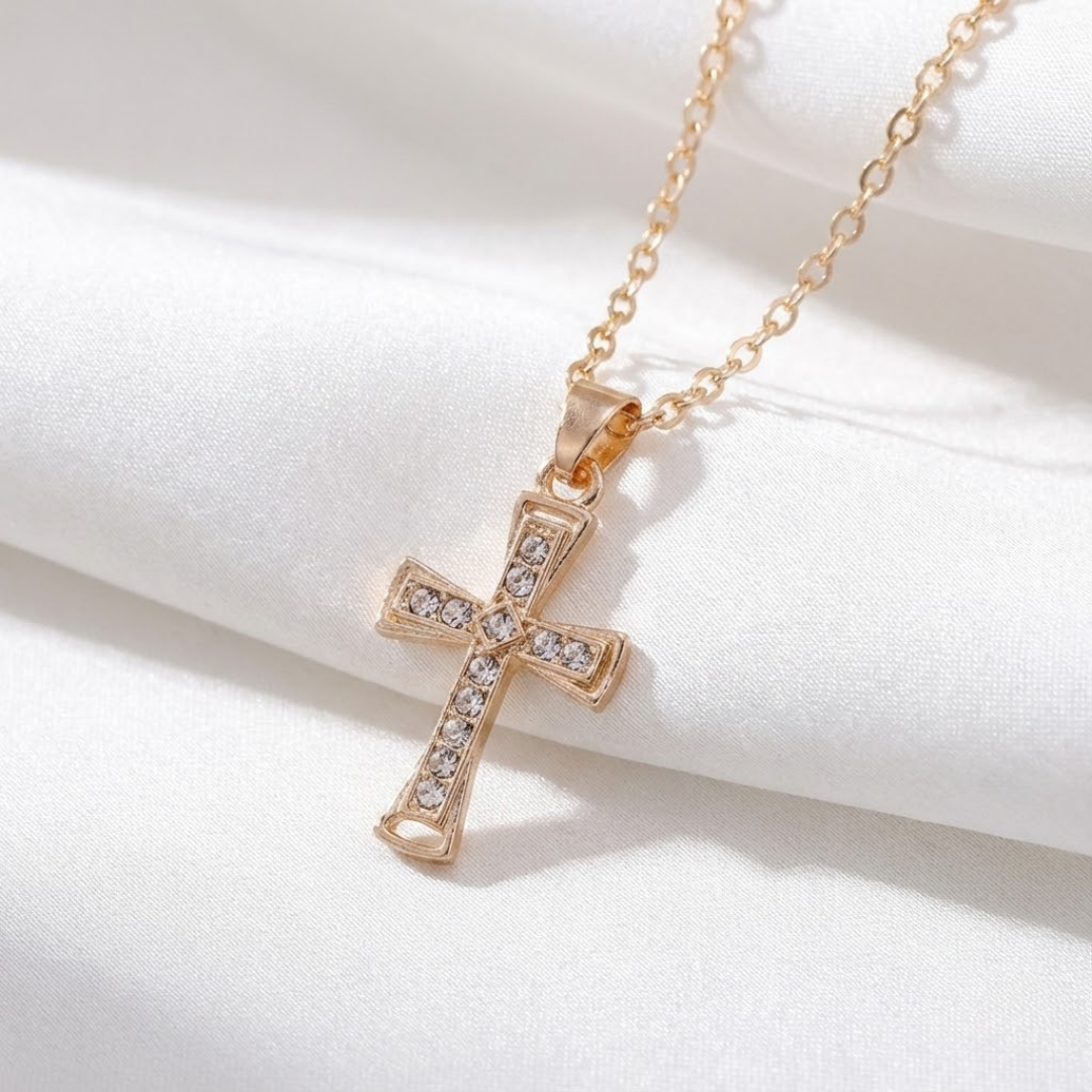 Collar de Cruz con Cristales para Mujer