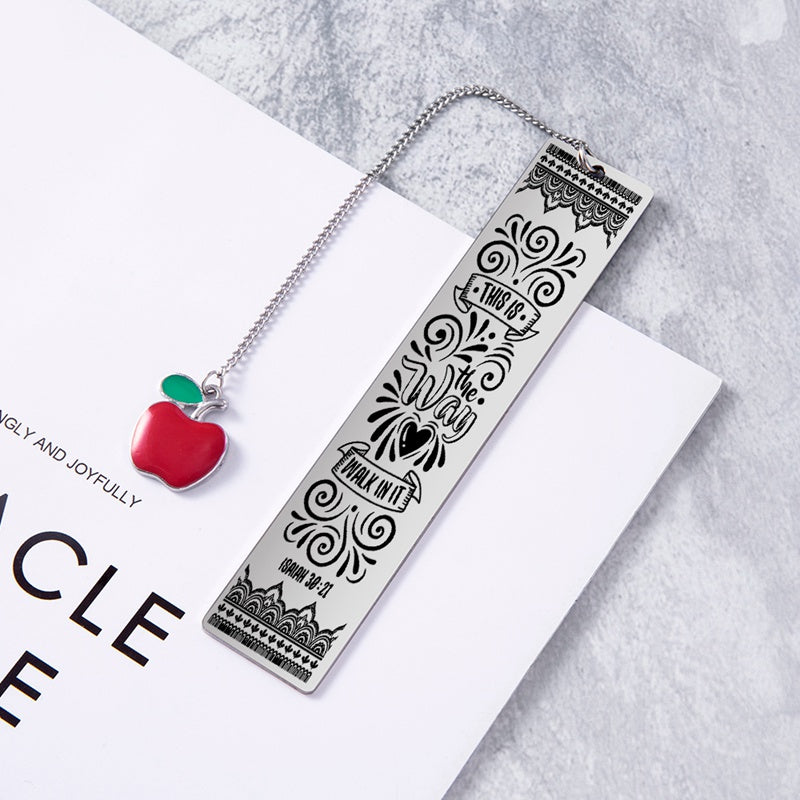 Marcador de Libros de Acero Inoxidable con versiculos cristianos