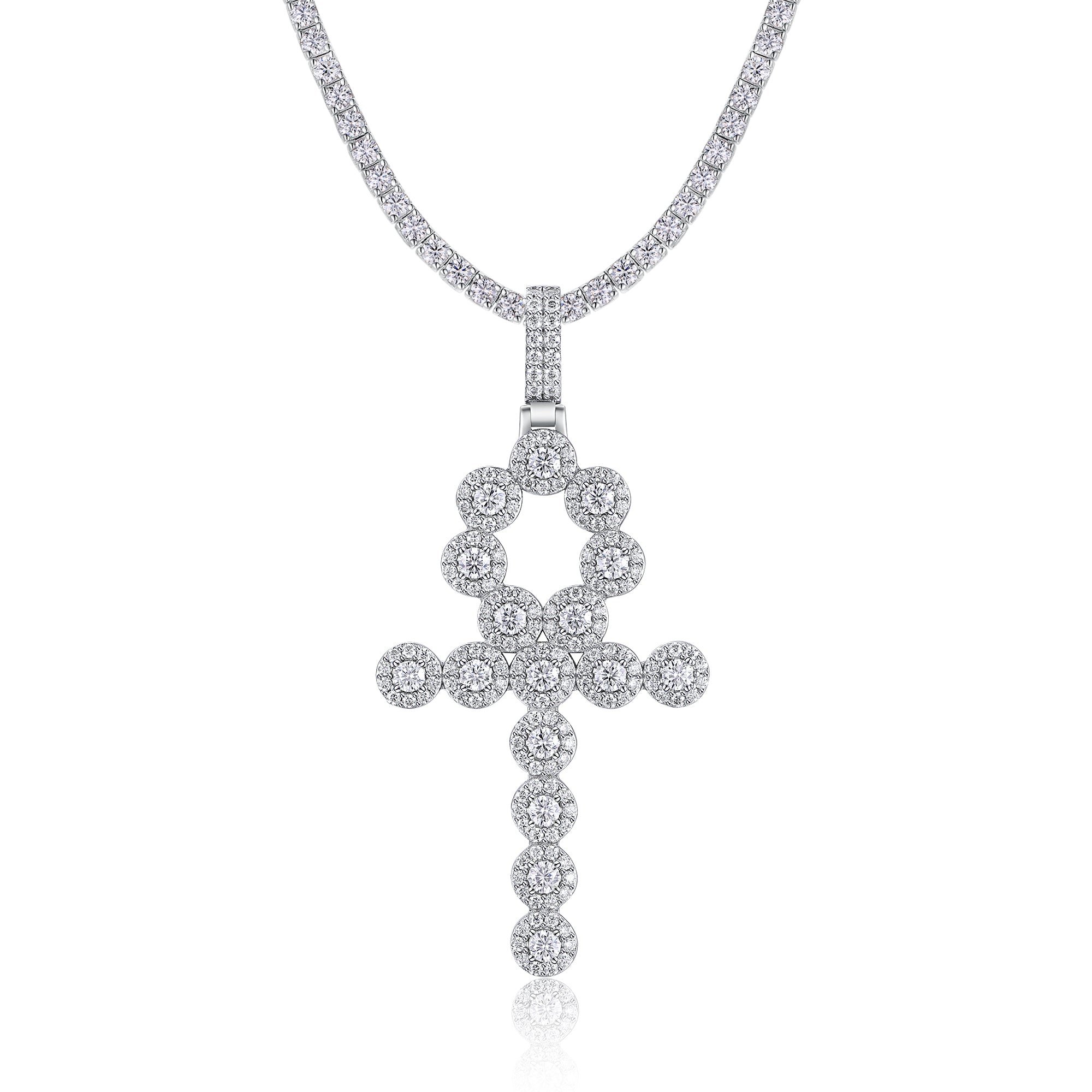 Collar con Colgante de Cruz Moissanite S925 Platinado – Elegante y Moderno