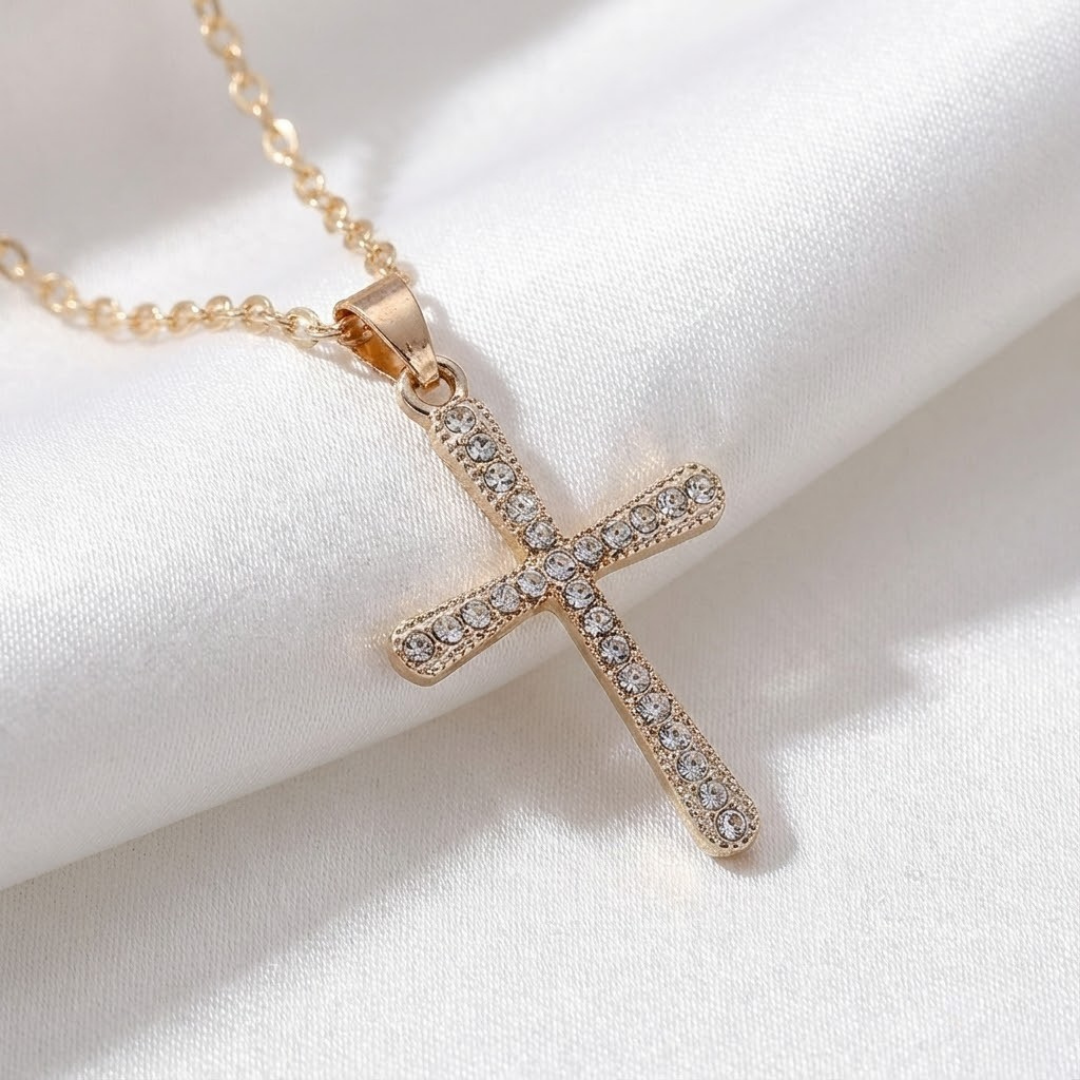 Collar de Cruz con Cristales para Mujer
