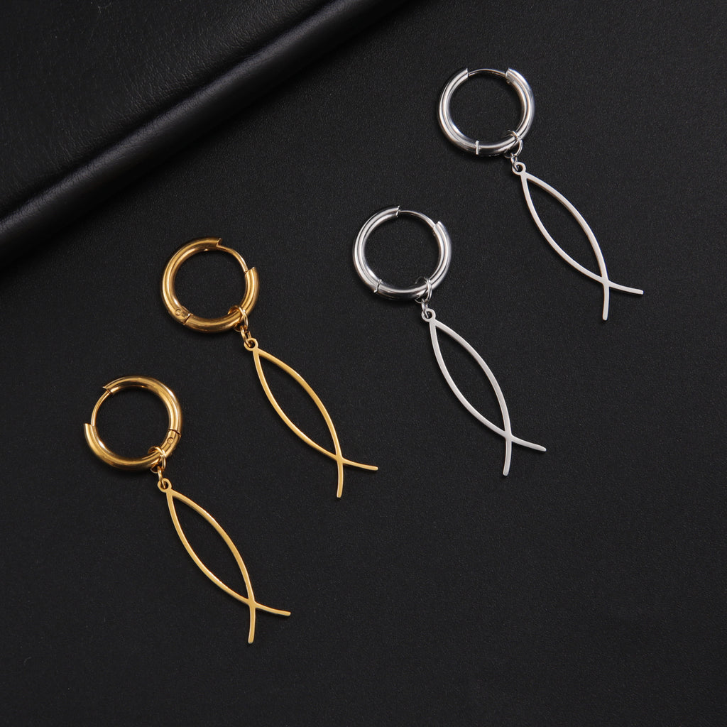 Pendientes Pez Cristiano Ichthys en Acero Inoxidable