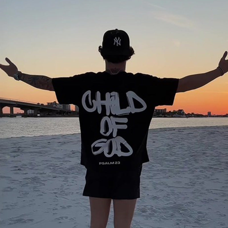 Camiseta Cristiana Child of God Estilo Graffiti Salmo 23