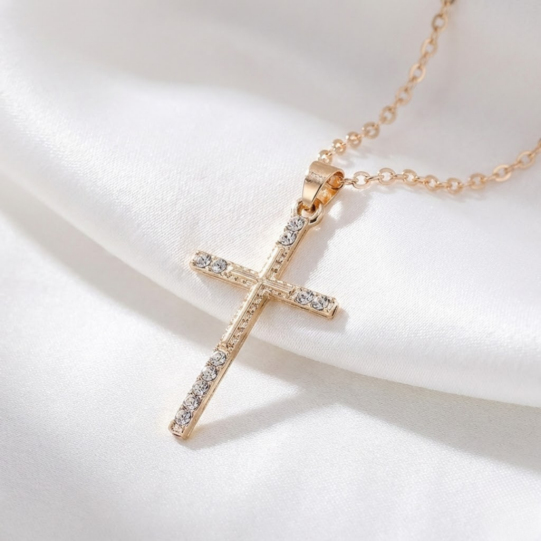 Collar de Cruz con Cristales para Mujer