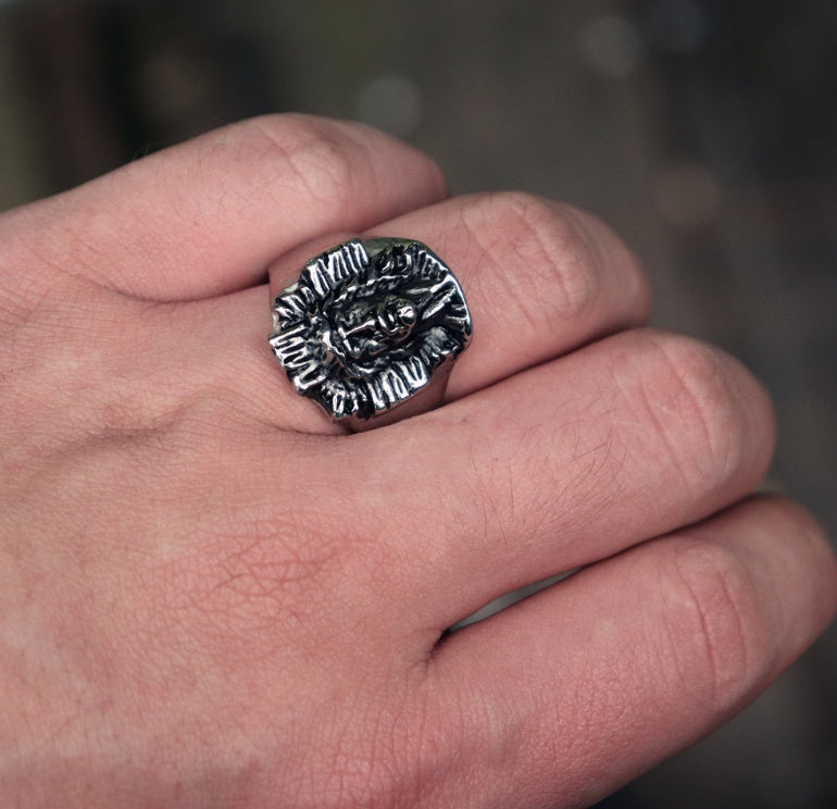 Anillo  cristiano de Jesús con Cruz en Acero 316L