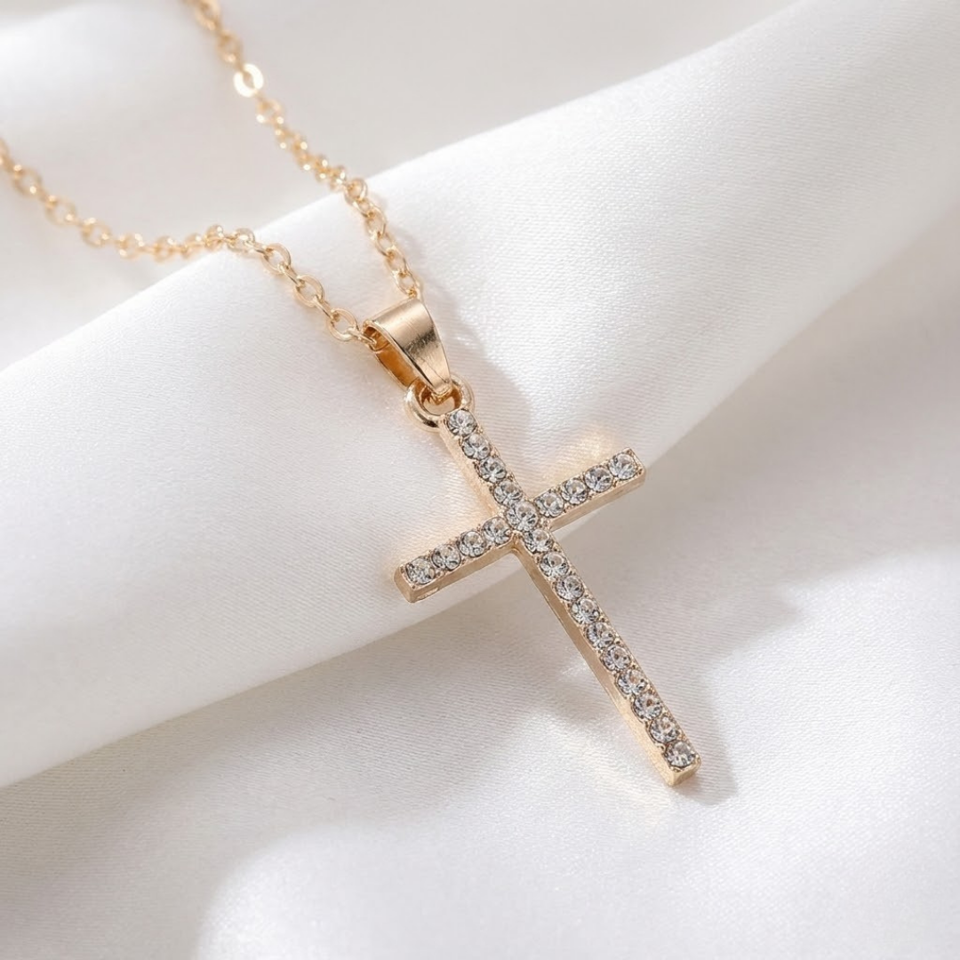 Collar de Cruz con Cristales para Mujer