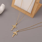 Collar de Cruz Retro con Personalidad en Cobre – Estilo Moderno y de Fe