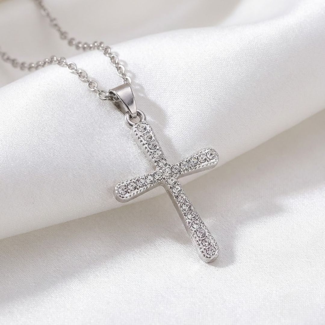 Collar de Cruz con Cristales para Mujer