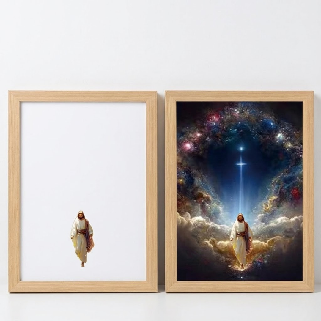 Gr 2- Cuadro Decorativo LED Cristiano con Cruz – Iluminación Ambiental y Diseño Europeo