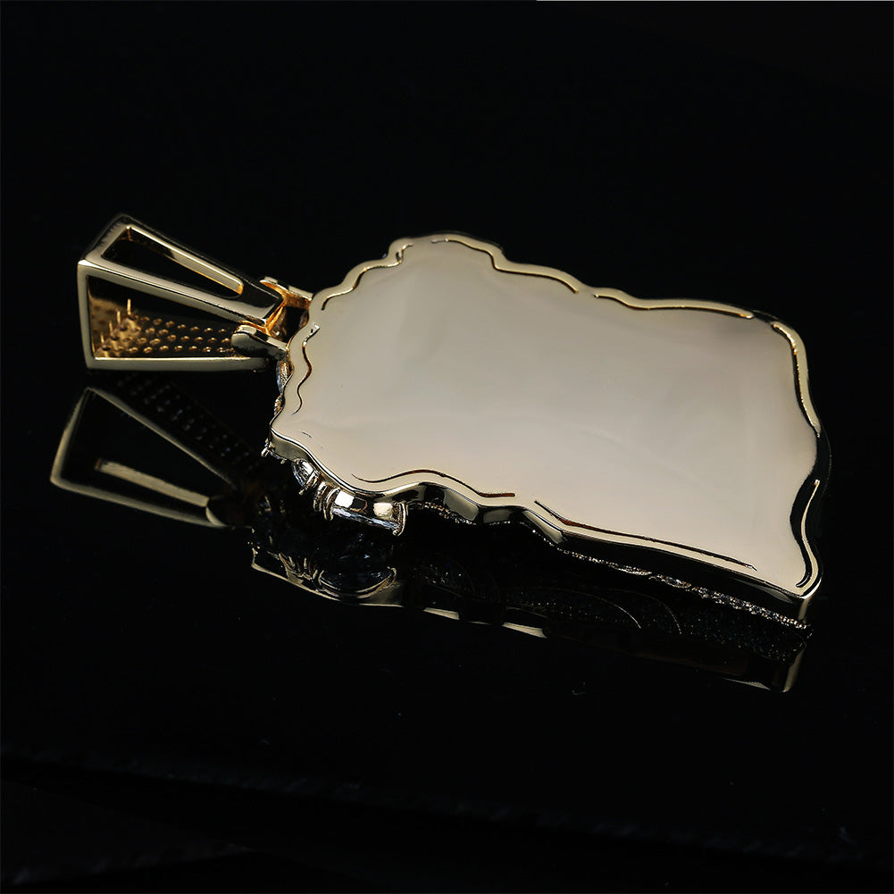 Colgante Rostro de Cristo con Circonias AAA y Cadena de Eslabones