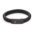 Brazalete Masculino de Cuero y Acero Personalizable "Fortaleza"