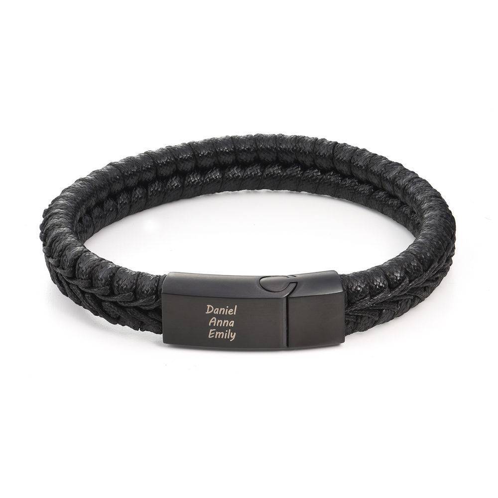 Brazalete Masculino de Cuero y Acero Personalizable "Fortaleza"