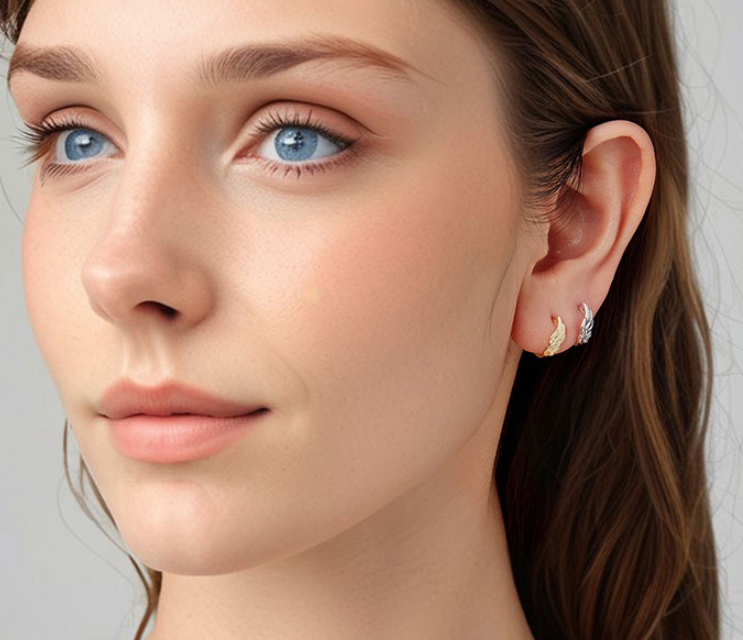 Pendientes de plata con alas angelicas