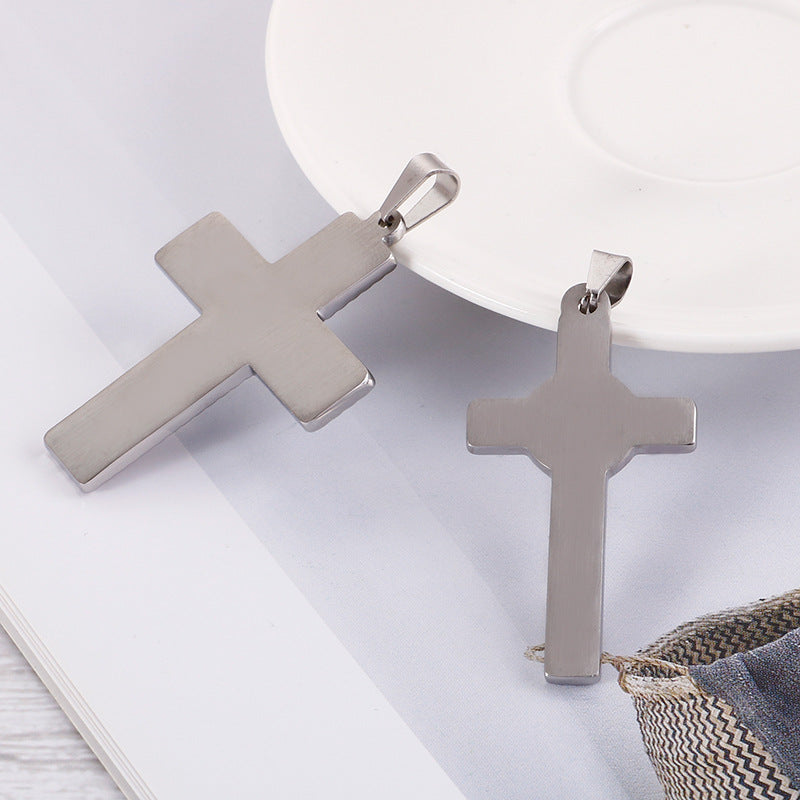 Collar de Cruz de Acero de Titanio para Hombre con Diseño de Amor Cristiano