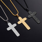 Collar de Cruz en Acero Inoxidable con Grabado del Padre Nuestro