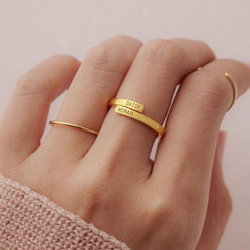 Anillo doble Nombre  Personalizable Acero inoxidable