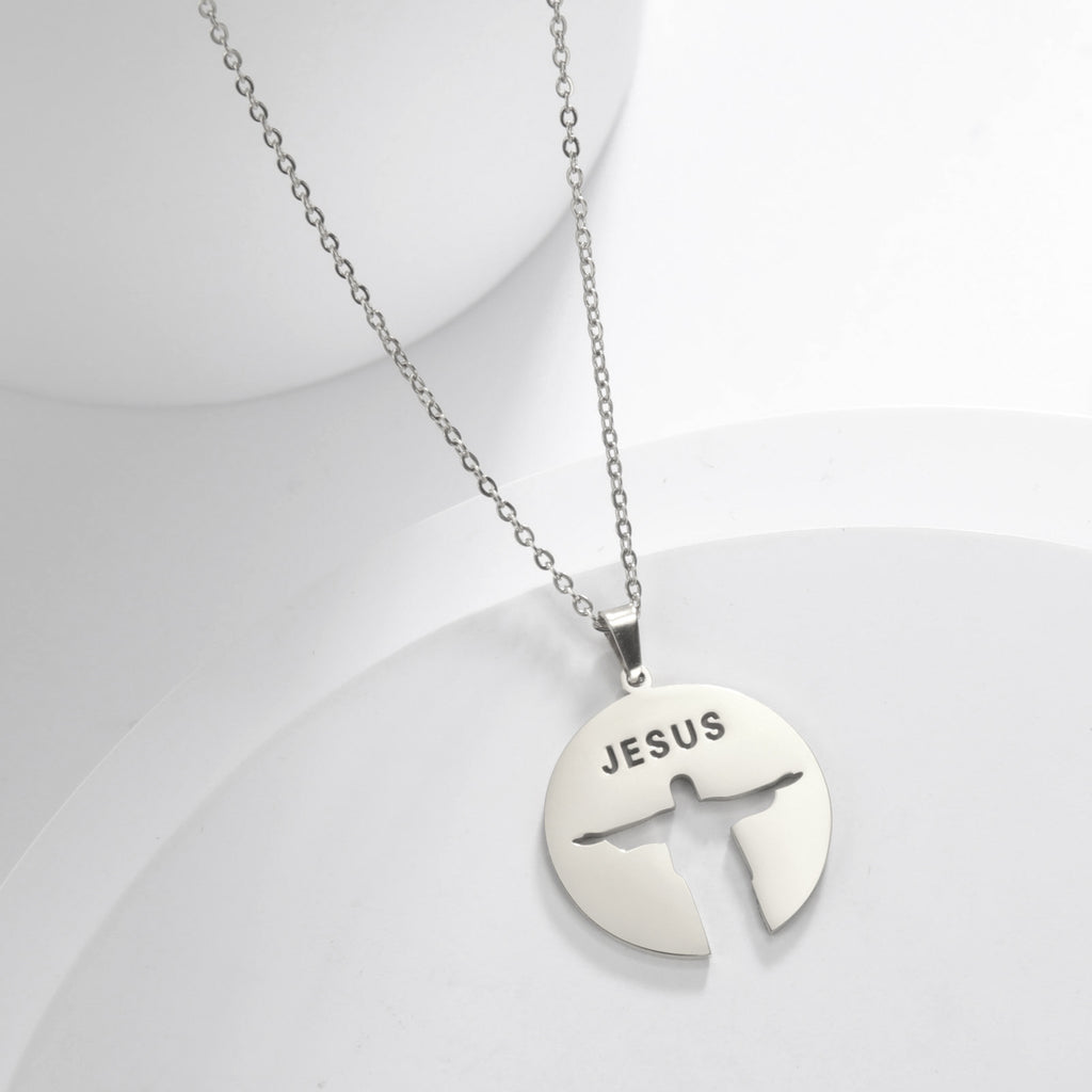 Collar con Medalla Silueta de Jesús en Acero Inoxidable