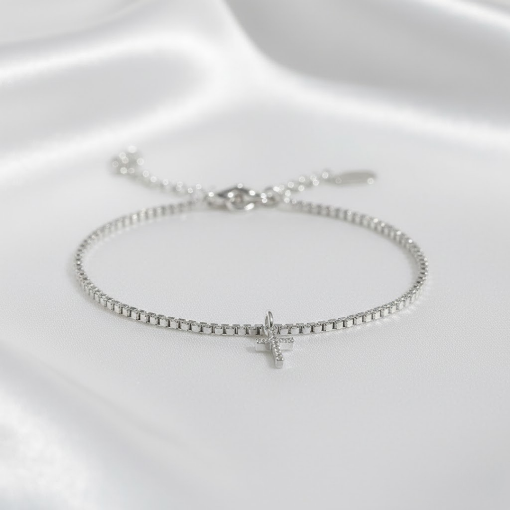 Collar y Pulsera con Cruz Brillante para Mujer