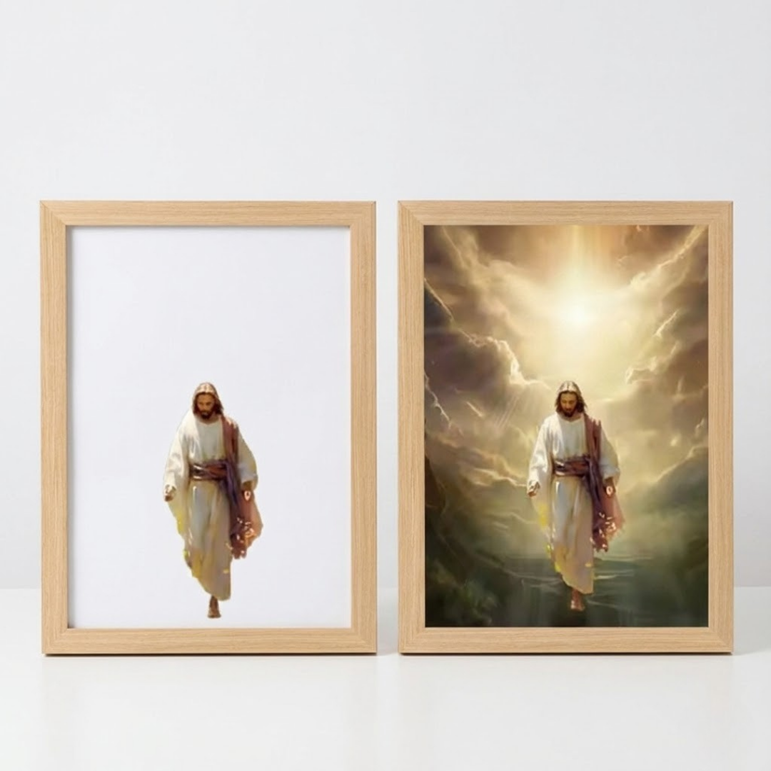 Gr 2- Cuadro Decorativo LED Cristiano con Cruz – Iluminación Ambiental y Diseño Europeo