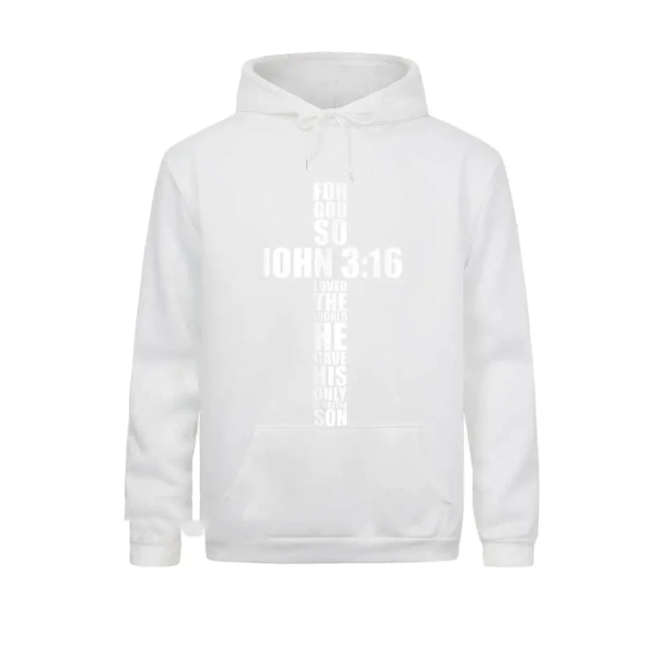 Sudadera Cristiana con Capucha Juan 3:16 Texto en Cruz