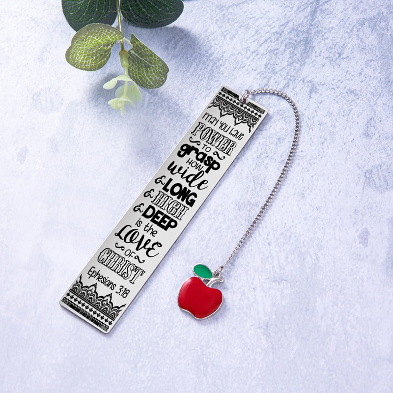 Marcador de Libros de Acero Inoxidable con versiculos cristianos