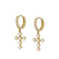 Pendientes cruz de Jesus Cristo brillantes