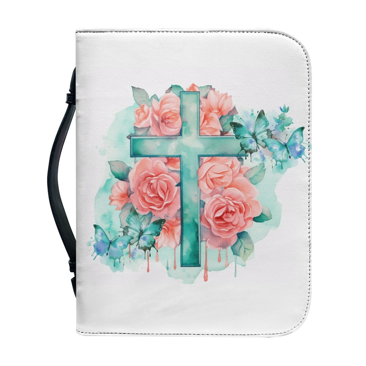 Funda de Protección para Biblia con Diseño de Cruz y Flores